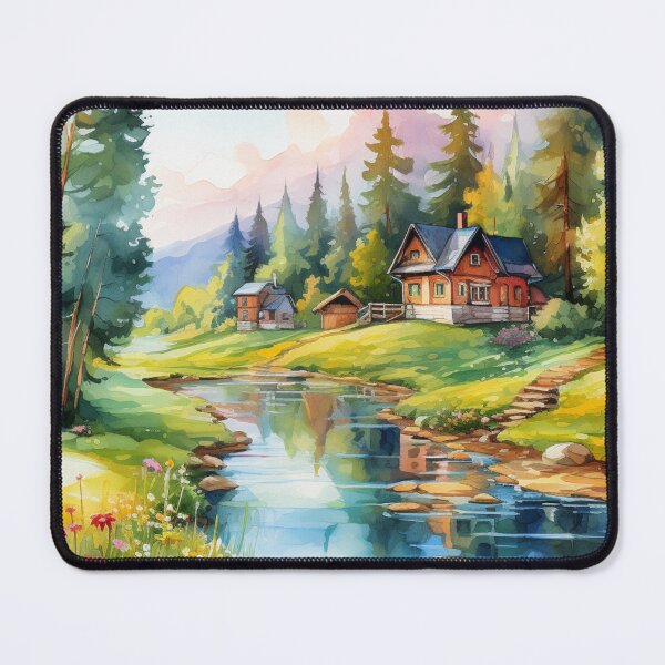 Item preview, Tranquil Haven Cottage by a Forest Stream designed and sold by MyMerryMary.