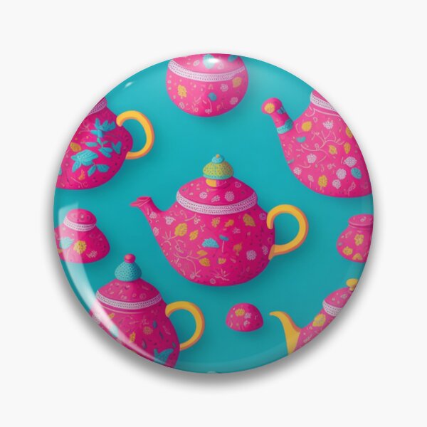 Item preview, Colorful Pink Teapot Pattern Design Print designed and sold by randomtdesigns.