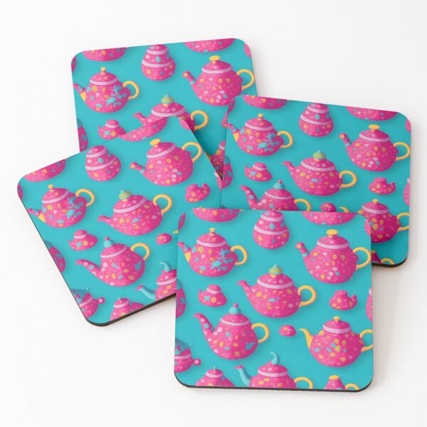 Item preview, Colorful Pink Teapot Pattern Design Print designed and sold by randomtdesigns.