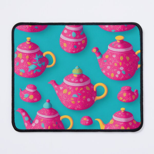Item preview, Colorful Pink Teapot Pattern Design Print designed and sold by randomtdesigns.