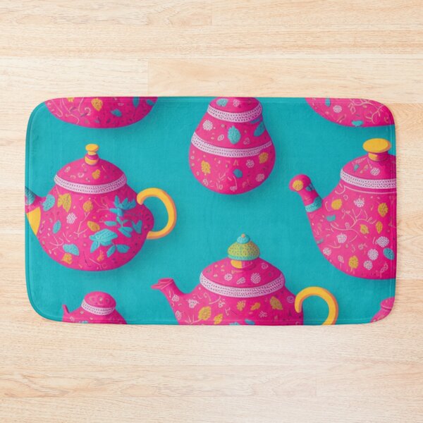 Item preview, Colorful Pink Teapot Pattern Design Print designed and sold by randomtdesigns.