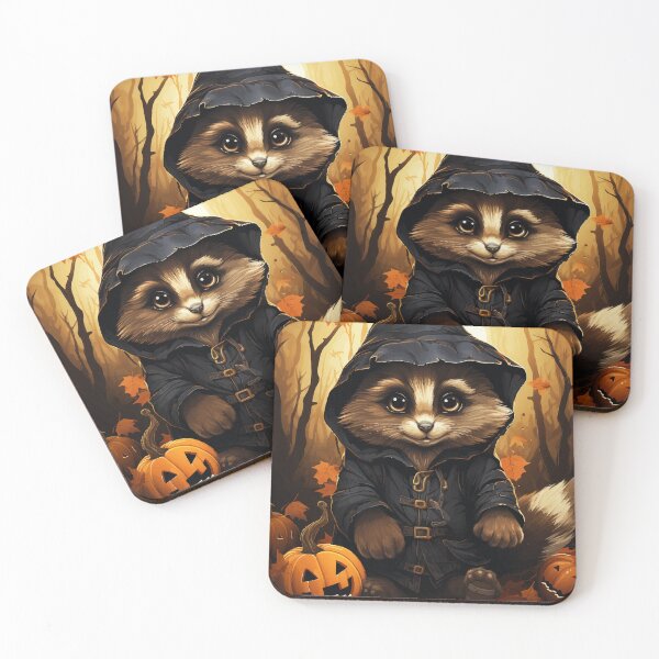 Item preview, Cute Kawaii Raccoon Witch Pumpkin Creepy Spooky Halloween designed and sold by NearlyNow.