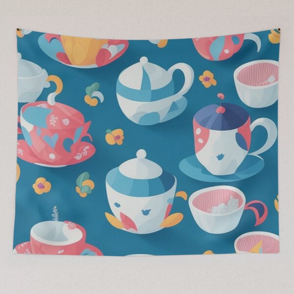 Item preview, Colorful Teacup Pattern Design Print designed and sold by randomtdesigns.