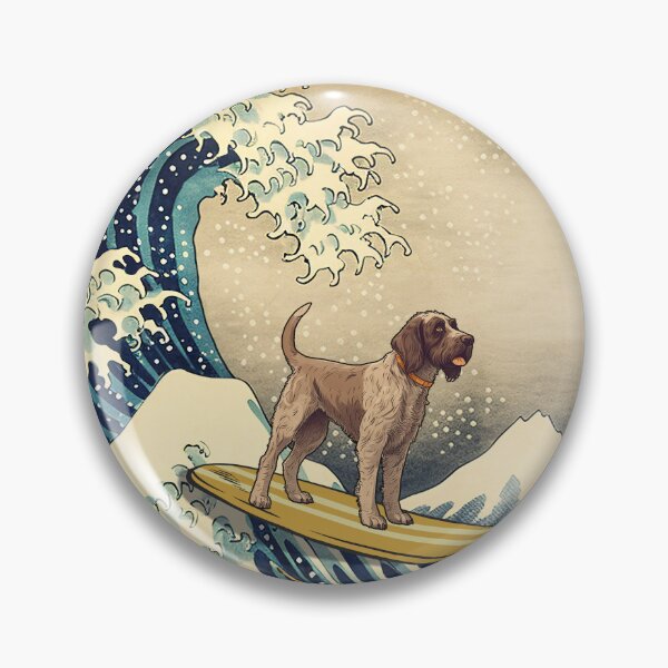 Item preview, German Wirehaired Pointer Kanagawa Japanese Surfing Wave designed and sold by rafaeltto.