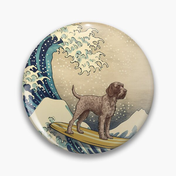 Item preview, German Wirehaired Pointer Kanagawa Japanese Surfing Wave designed and sold by rafaeltto.