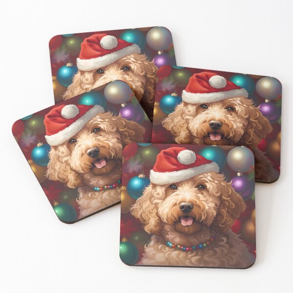 Item preview, Dog Series - Goldendoodle in a Christmas Hat designed and sold by darranimbus.