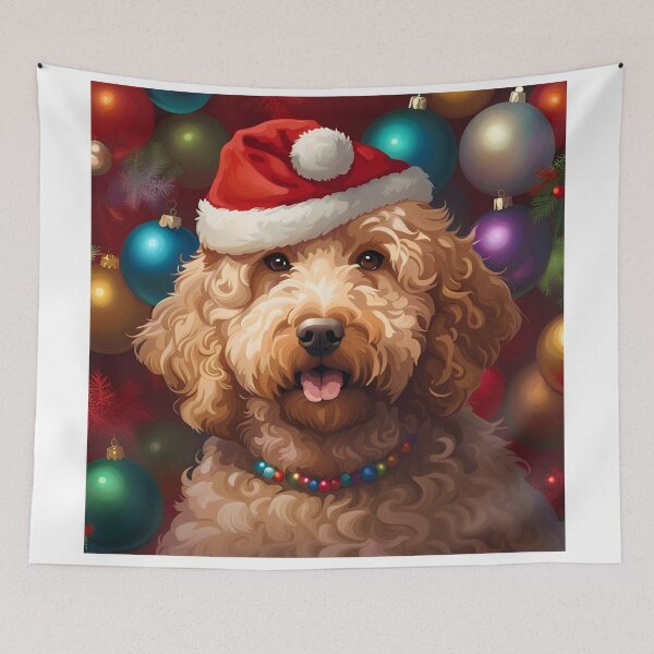 Item preview, Dog Series - Goldendoodle in a Christmas Hat designed and sold by darranimbus.