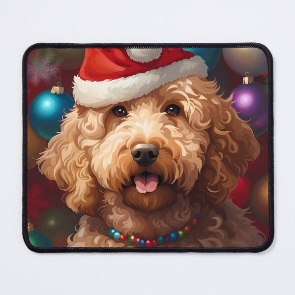 Item preview, Dog Series - Goldendoodle in a Christmas Hat designed and sold by darranimbus.
