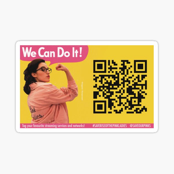Vista previa del artículo con la obra «Rise of the Pink Ladies - Podemos hacerlo Código QR (actualizado)», diseñado y vendido por mangoesrepent.