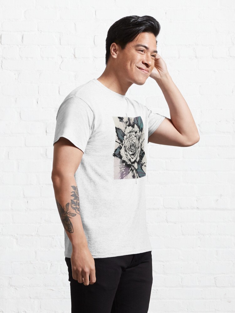 Thumbnail 5 of 7, Classic T-Shirt, White Rose designed and sold by StudioDestruct.