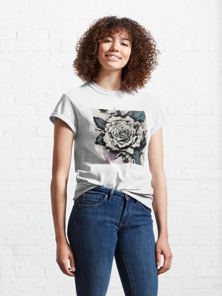 Thumbnail 4 of 7, Classic T-Shirt, White Rose designed and sold by StudioDestruct.