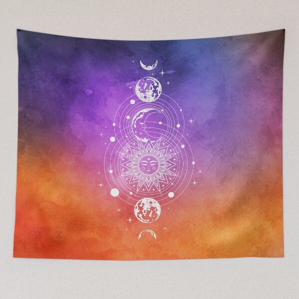 Item preview, Dorm Art - Cosmic Aesthetic Sun, Moon, and Planets in Watercolor Nebula Universe designed and sold by Trish Dish.