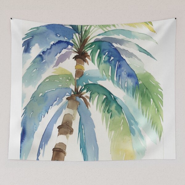 Item preview, palmera de hojas azules designed and sold by camchic.