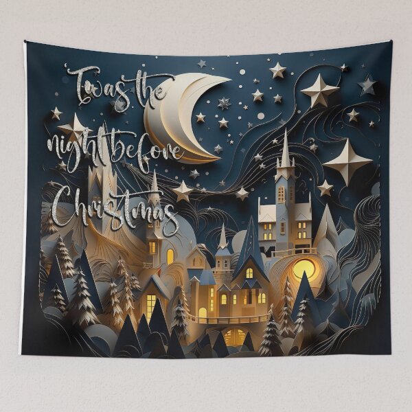 Item preview, Twas the night before Christmas 3d Winter scene Christmas town at night  designed and sold by Inktown.