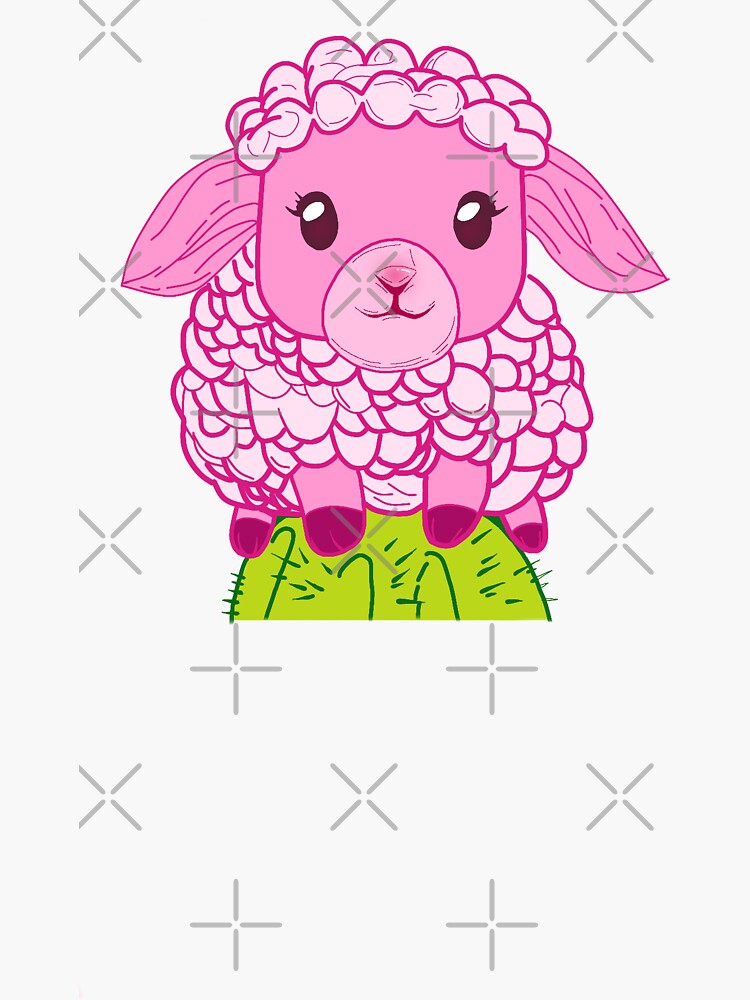 Pinky sheepy sitting on a cactus Sticker for Sale by Yzaa