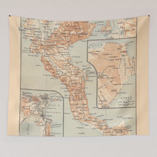 Item preview, Vintage Map of Corfu Greece (1911) designed and sold by BravuraMedia.