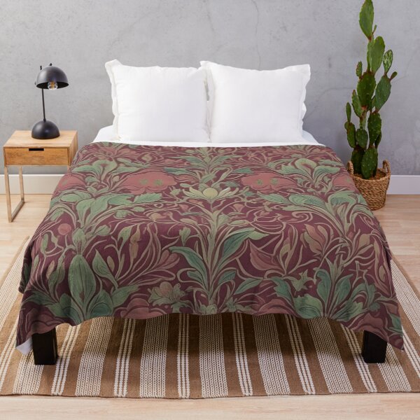 Item preview, Embrace Nature's Charm with a Burgundy Floral Pattern Inspired by William Morris Honeysuckle &Tulip designed and sold by Tamas Das.