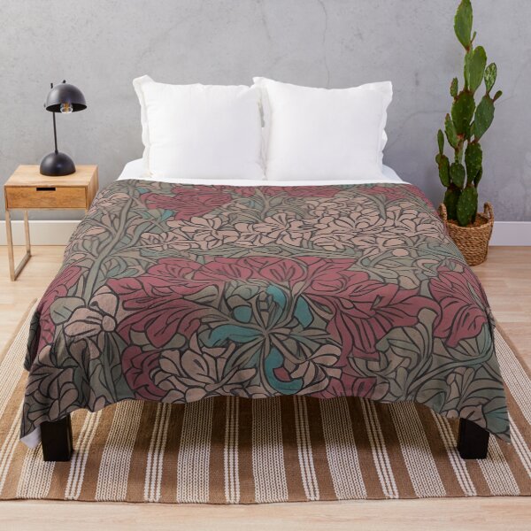 Item preview, Elegant Burgundy Floral Design: Channeling William Morris Honeysuckle & Tulip designed and sold by Tamas Das.