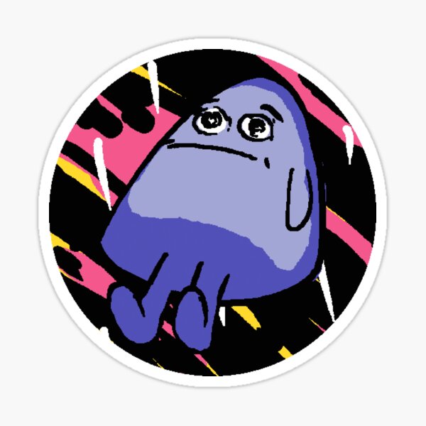 Grimace with Pink Background Sticker