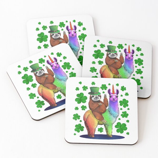 Item preview, Leprechaun Sloth Riding Llama Unicorn St Patricks Day   designed and sold by RachelHanover.