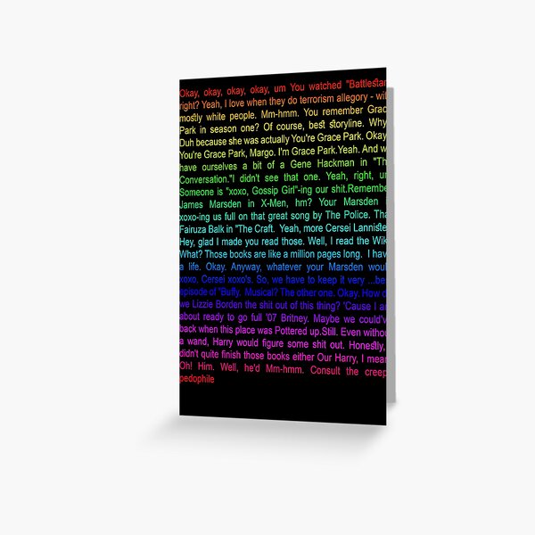 Margo and Eliot Talking in Nerd Code Greeting Card