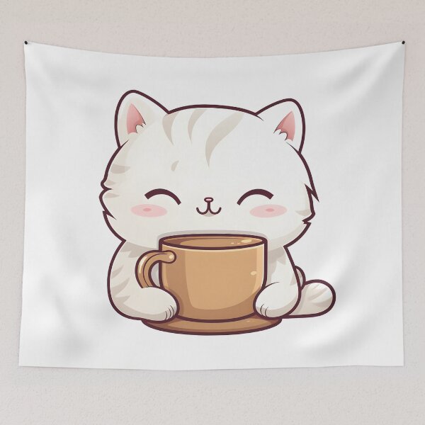 Item preview, Cat Drinking Coffee designed and sold by meeshkaart.