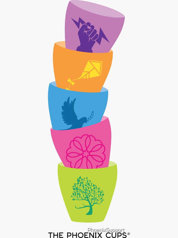 Thumbnail 3 of 3, Sticker, Phoenix Cups Stacked designed and sold by PhoenixSupport.