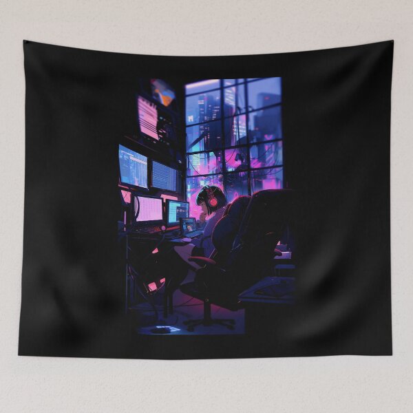 Item preview, Tokyo Cyberpunk Neon Girl Hacker designed and sold by Sir Meow Meow.
