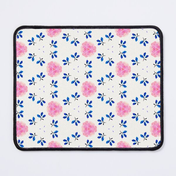 Item preview, Blue Leaf Pink Flower Pattern designed and sold by artbibun.