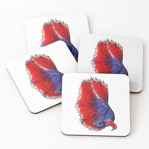 Item preview, Red And Blue Betta Fish designed and sold by crystallinesoup.