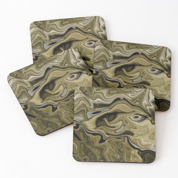 Item preview, Emile - Contemporary Abstract - Fluid Painting - Marbling Art - Dark Khaki  designed and sold by Studio Grafiikka.