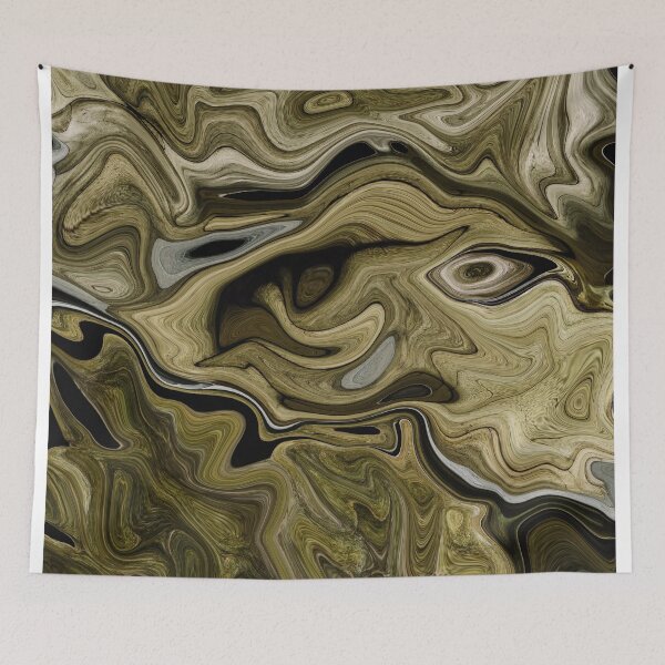 Item preview, Emile - Contemporary Abstract - Fluid Painting - Marbling Art - Dark Khaki  designed and sold by Studio Grafiikka.