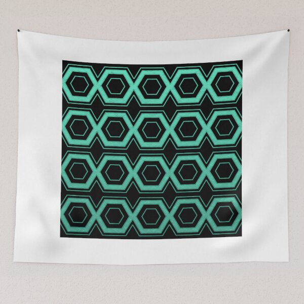 Artikelvorschau, Geometric Hexagon Pattern - Cyan entworfen und verkauft von Studio Grafiikka.
