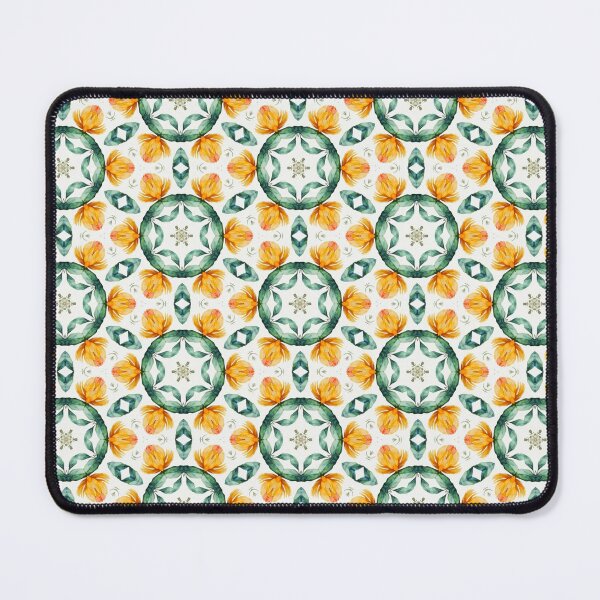 Item preview, Circle Flower Pattern Green Orange designed and sold by artbibun.