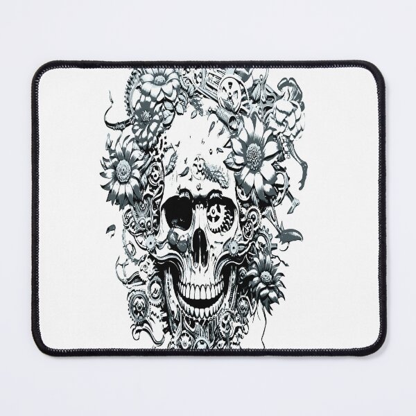 Item preview, Mecha skull geared with flowers designed and sold by artzyrrone.