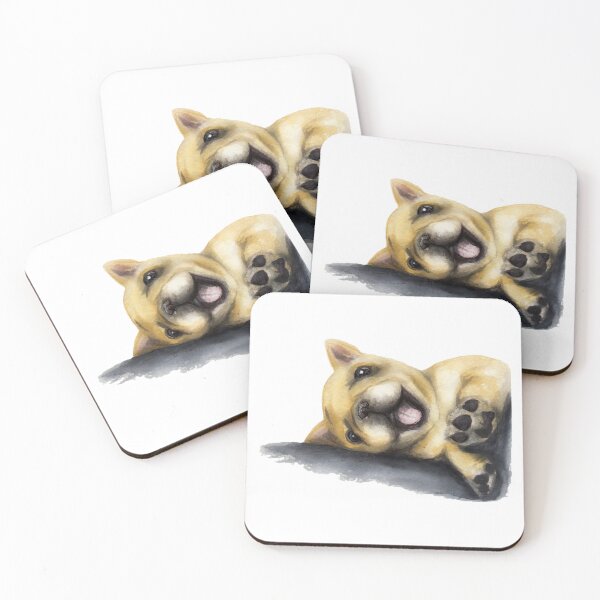 Item preview, Happy French Bulldog puppy watercolour painting designed and sold by Funsize-Art.