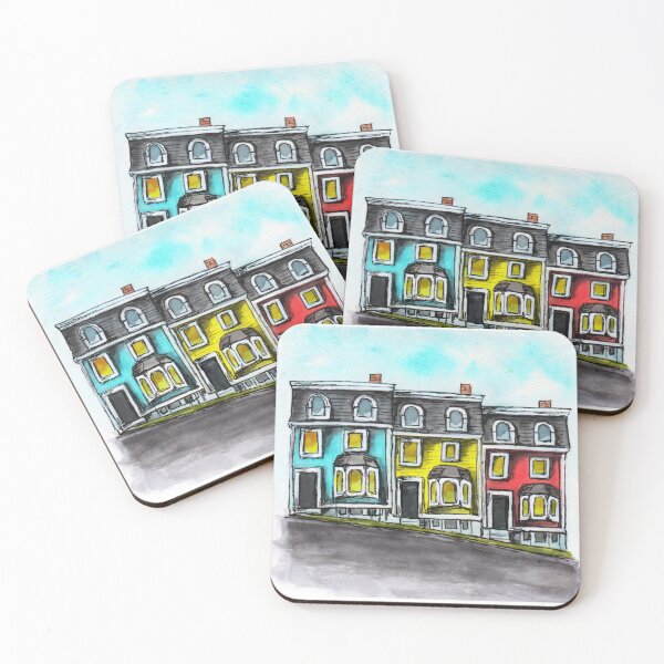 Item preview, Colourful "Jellybean" houses in Newfoundland painting designed and sold by Funsize-Art.