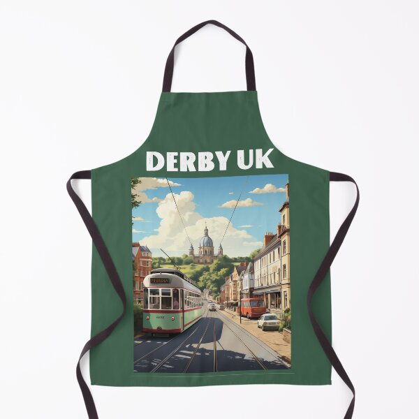 Item preview, Derby UK travel poster in the style of 50s screen print travel posters designed and sold by windmildesigner.
