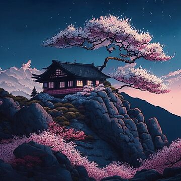 Poster avec l'œuvre « Paysage d'art japonais » de l'artiste SasukiMedia