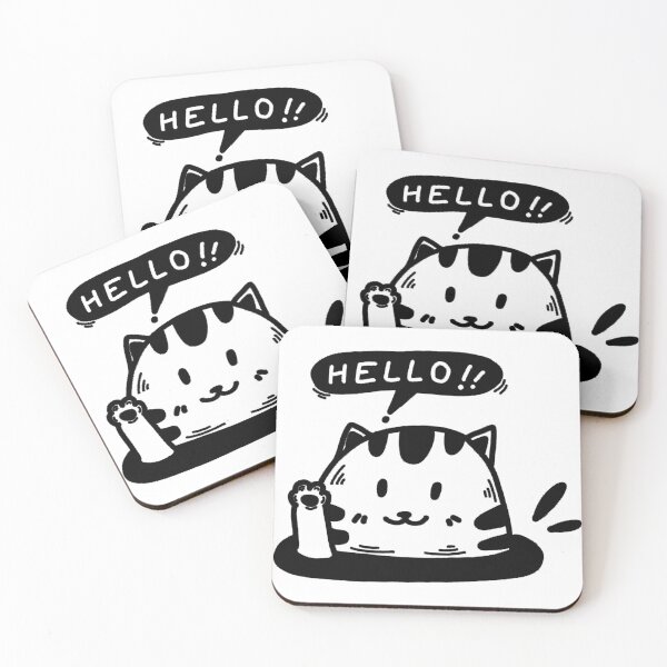 Item preview, Black and White Cat says Hello designed and sold by SceneryStudio.