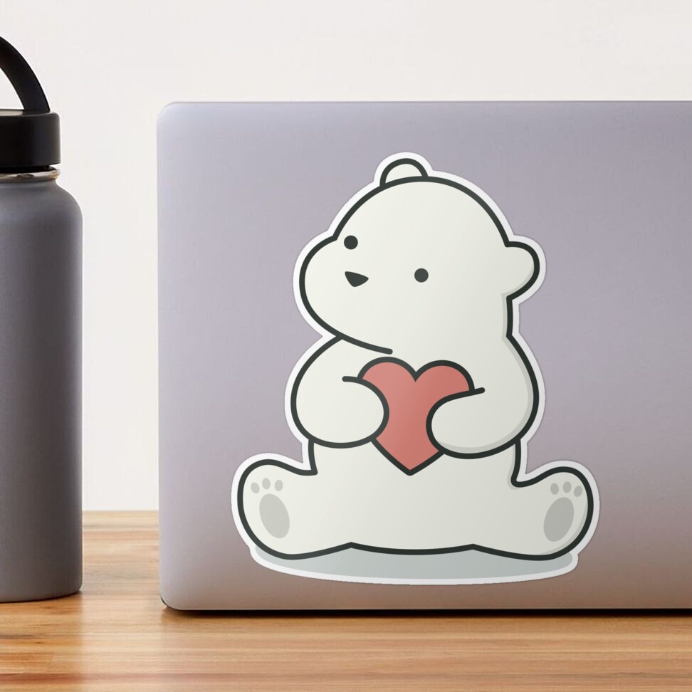 Adorable Polar Bear Stickers, Cute Animal Stickers, Vinyl Laptop