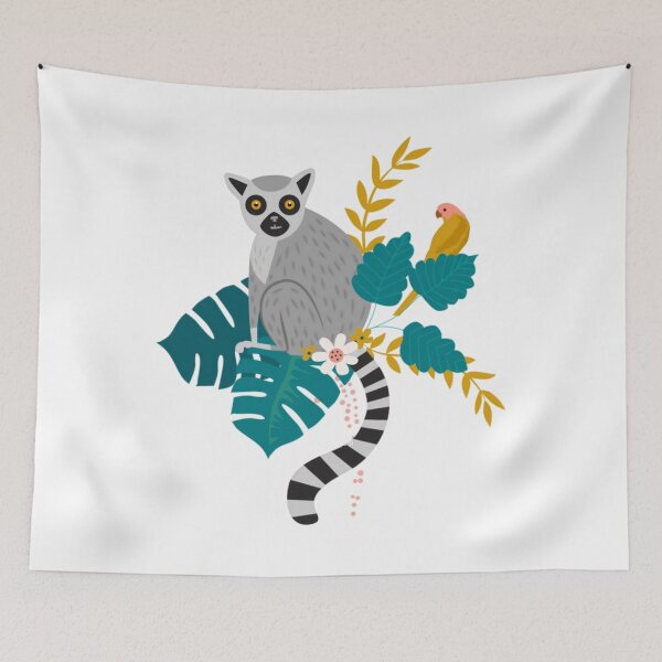 Item preview, Lemurs in a Blue Jungle Throw Blanket 	 designed and sold by wcahtkalit95.