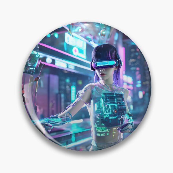 Item preview, Cyberpunk cyborg girl with virtual reality goggles designed and sold by ArthurVandelay.
