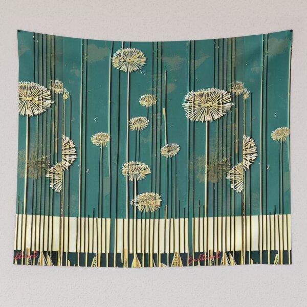 Item preview, TEAL AND GOLD , DANDELIONS PATTERN BY CALLISC ARTS designed and sold by CallisC-Arts.