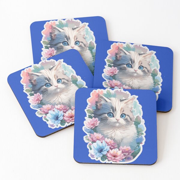 Item preview, Adorable Ragdoll kitten with ornament flowers designed and sold by ColourfulTimes.