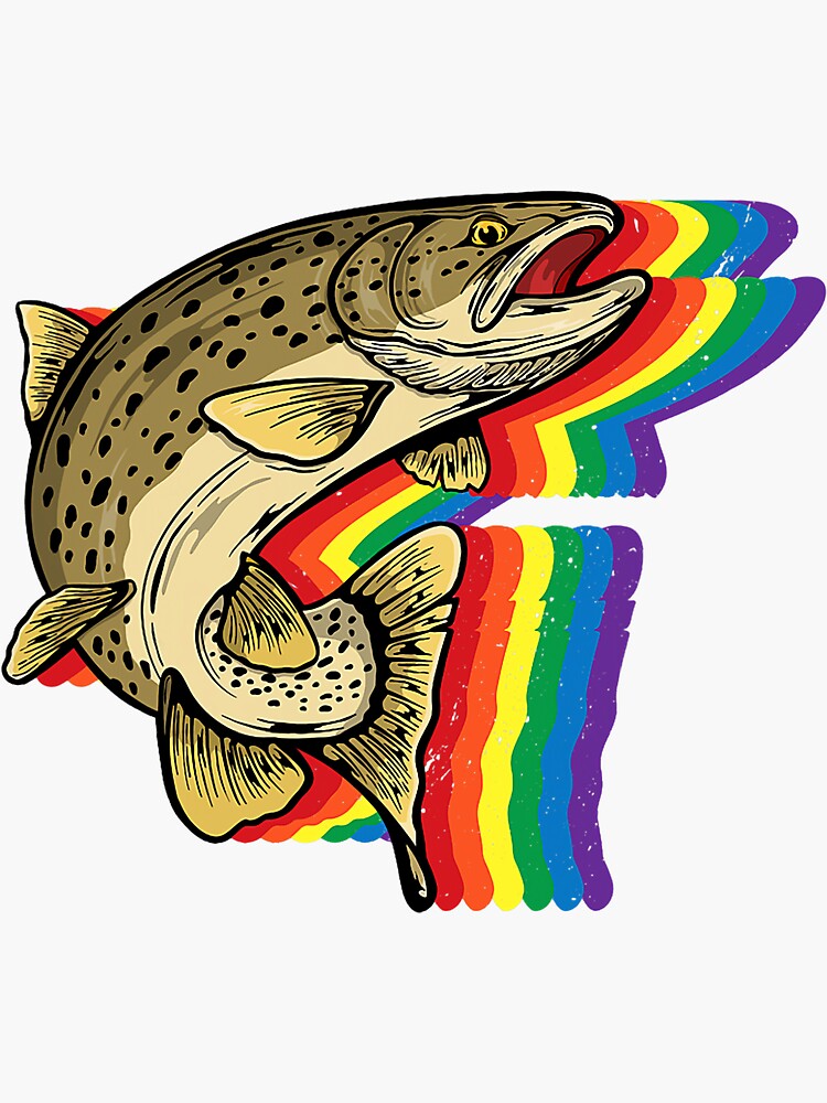 Fishing LGBTQ Gay Pride Proud Rainbow Trout Fishing Lovers Fisher | Sticker