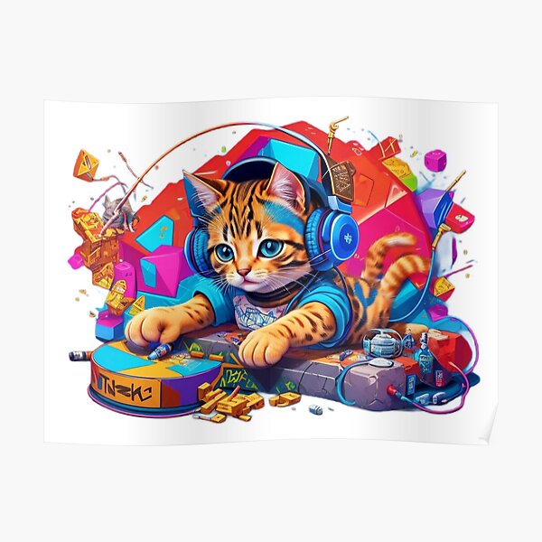 Cat DJ - Space Galaxy - DJ Cat - Deadmau5 - Deadmouse | Art Board Print