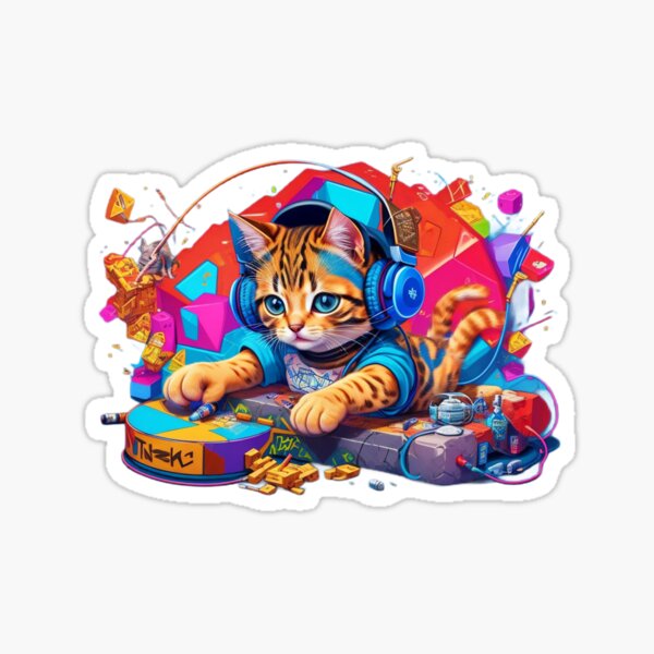 Funny Cute DJ Cat Sticker for Sale by Nextlevellife