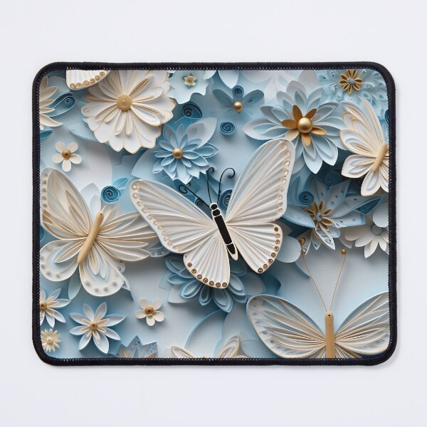 Item preview, Quilled paper art styled illustration butterflies and flowers designed and sold by ENTERBOX.