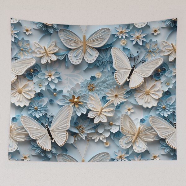 Item preview, Quilled paper art styled illustration butterflies and flowers designed and sold by ENTERBOX.
